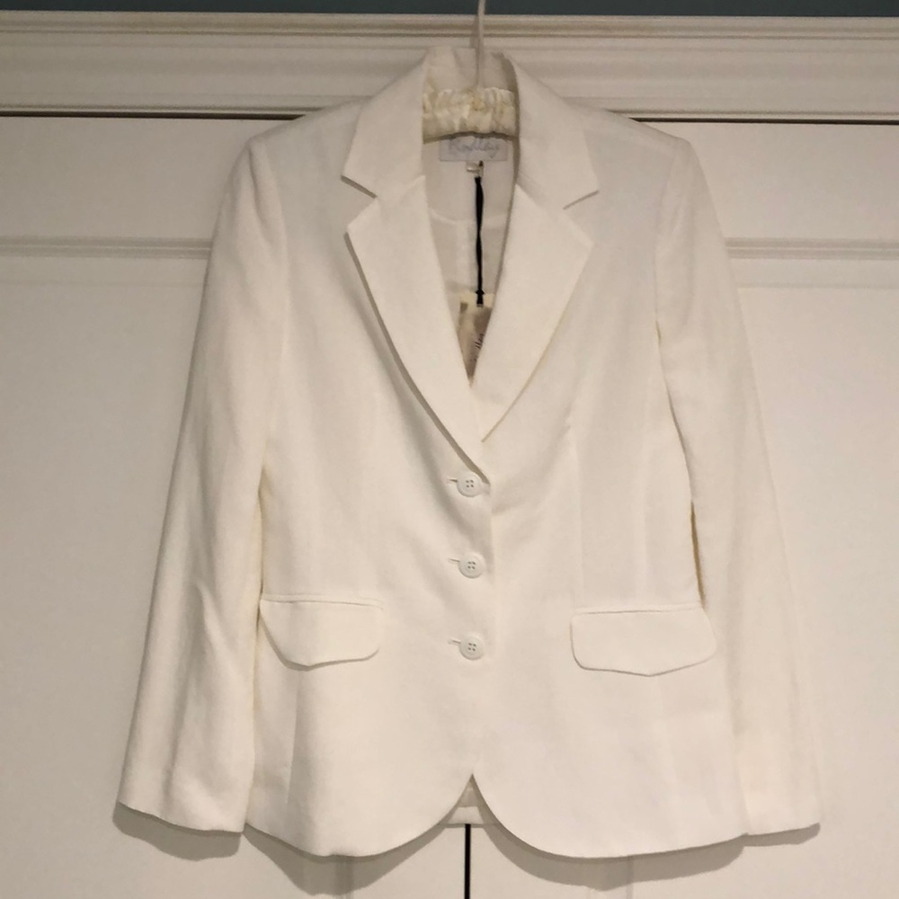 Women's White Linen Blend Blazer